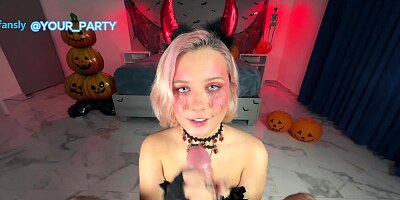 Happy Halloween. Inexperienced demon sucked out the wrong thing. GAG. ASMR. POV. Deepthroat. Ahegao