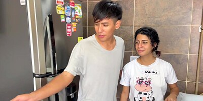 I masturbate my shy stepsister while she cooks and I fuck her hard hiding from our stepdads