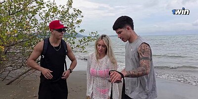 Threesome on the Beach with Stepbrothers - Danner Mendez - Tatiana Alvarez - Max Betancur