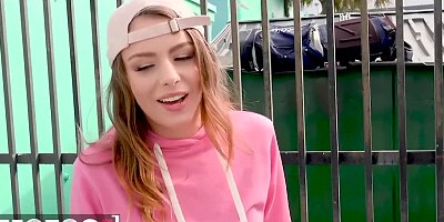 MOFOS - Amateur brunette Alex Blake sucks big cock for cash